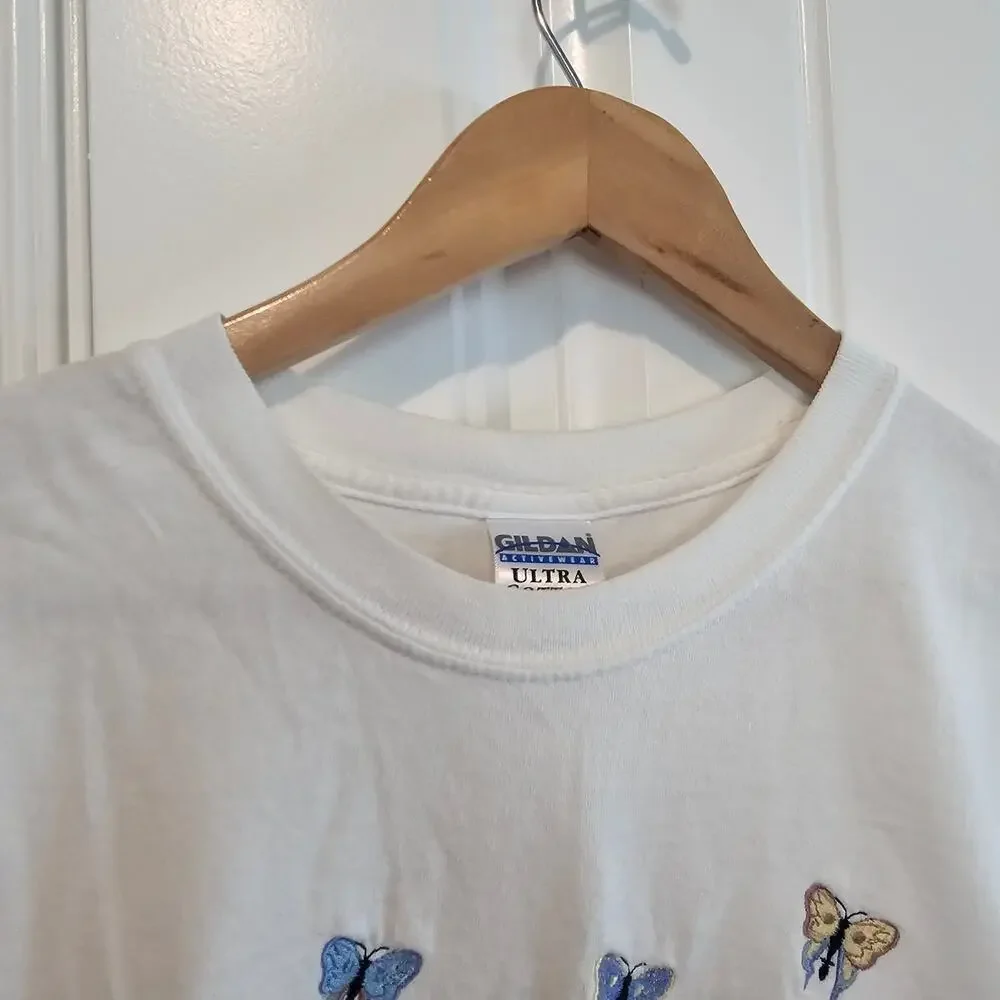 Vintage St. Thomas Butterfly Shirt Womens Med 90s Cottage Grandma Flowers Retro